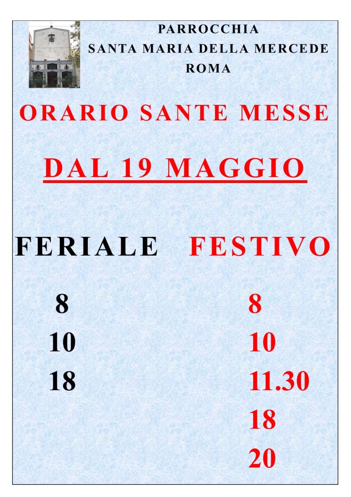 ORARIO MESSE CORONA VIRUS JPEG